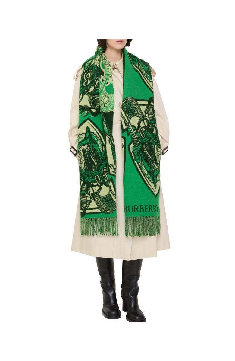 Burberry Charging Knight Wool Cashmere Scarf, Alternate, color, 
