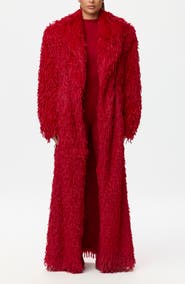 Naked Wardrobe Long Faux Feather Coat