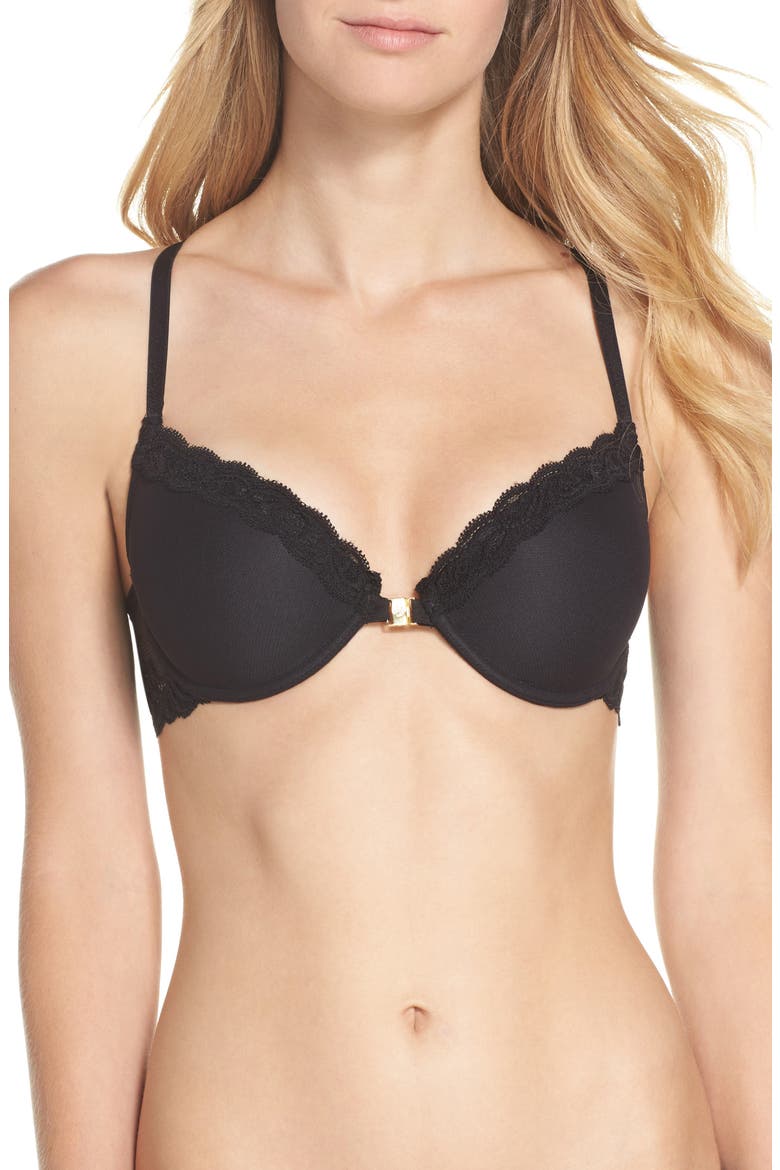 Feathers T-Back Bra, Alternate, color, BLACK