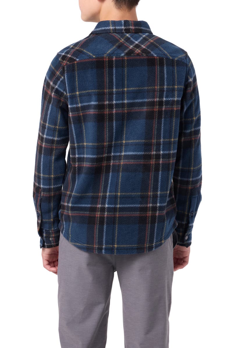 O'Neill Kids' Glacier Plaid Superfleece Snap-Up Shirt, Alternate, color, Midnight Navy