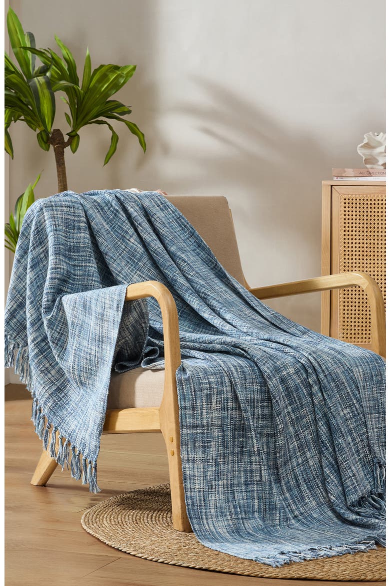Margate Cotton Throw Blanket, Alternate, color, BLUE