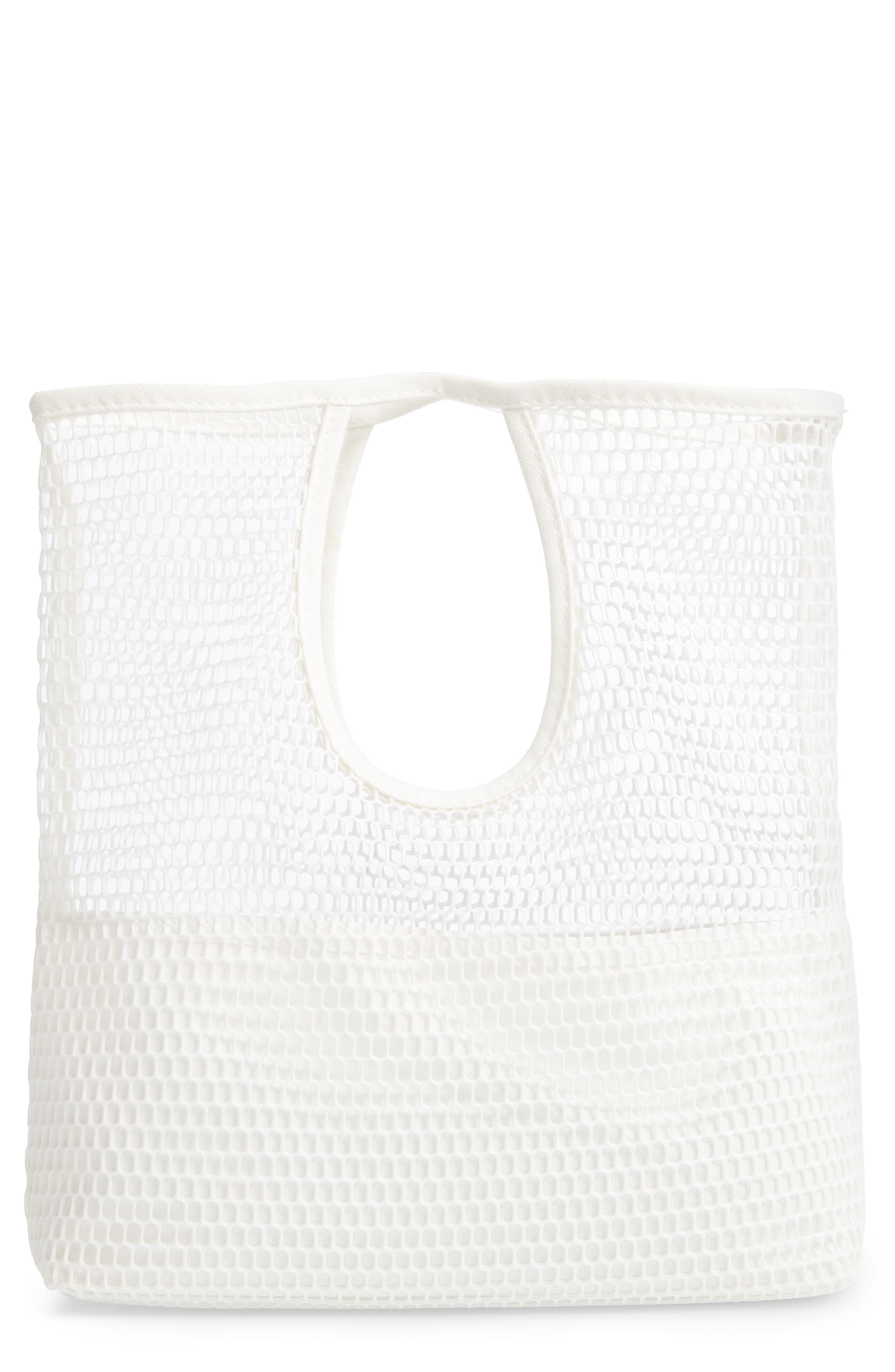 Netted Tote, Main, color, WHITE