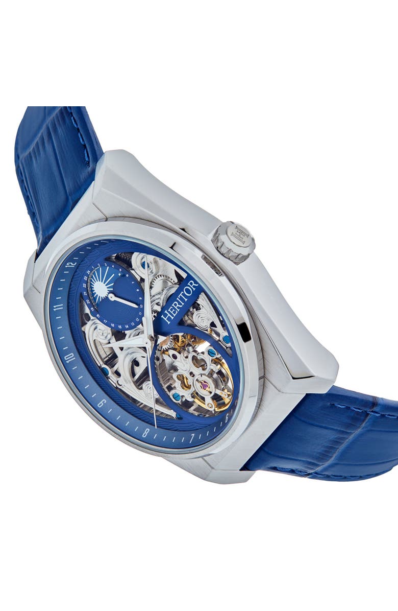 Heritor Automatic Daxton Skeleton Watch, Alternate, color, Blue