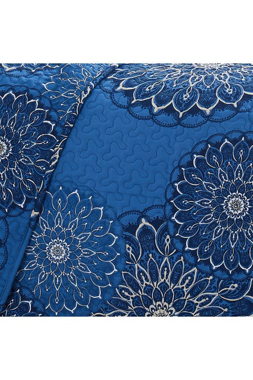 Southshore Fine Linens Midnight Floral Oversized Quilt Cover Set In Blue