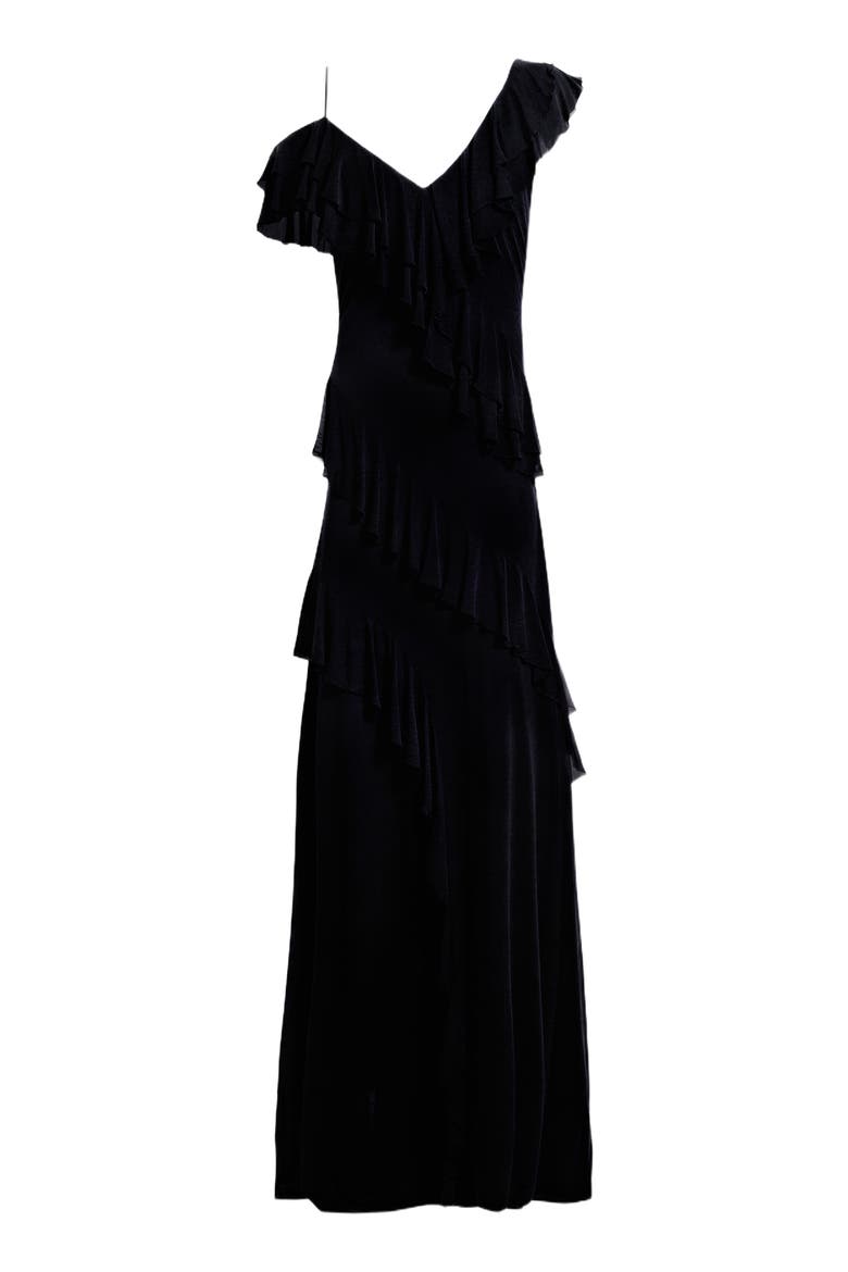 Sofia Cold Shoulder Gown, Alternate, color, BLACK
