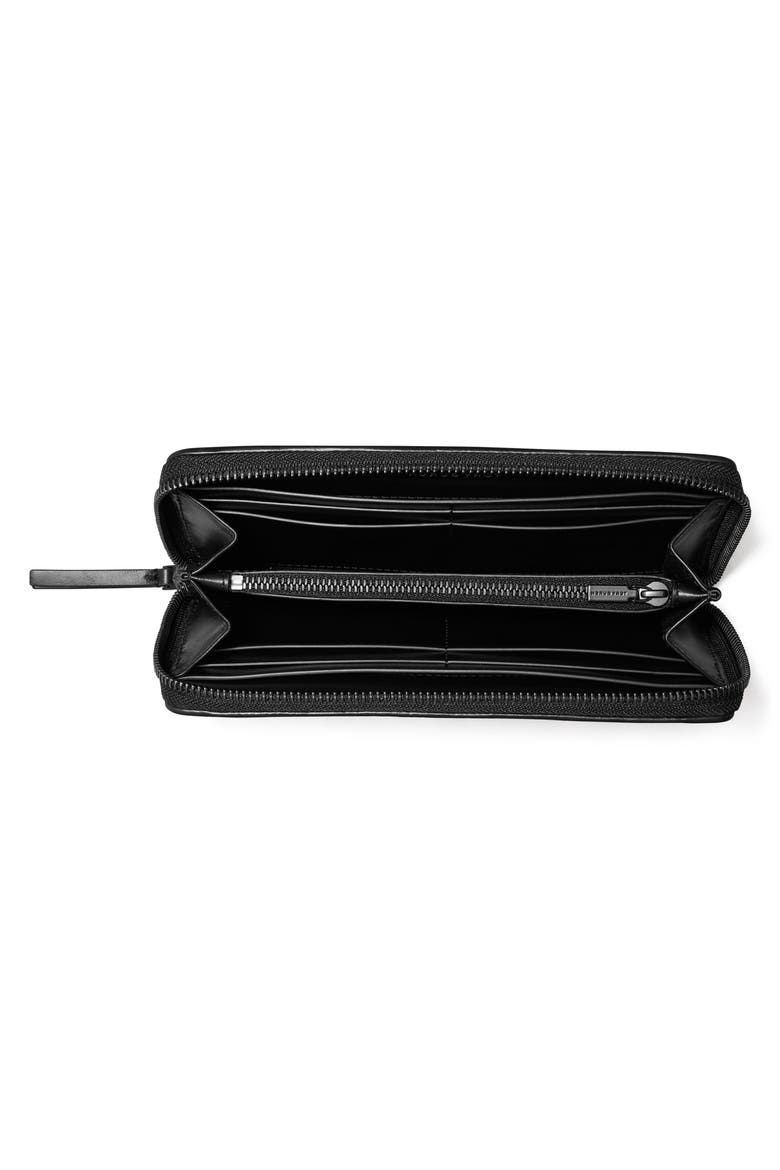 Kira Diamond Quilted Leather Zip Wallet, Alternate, color, BLACK