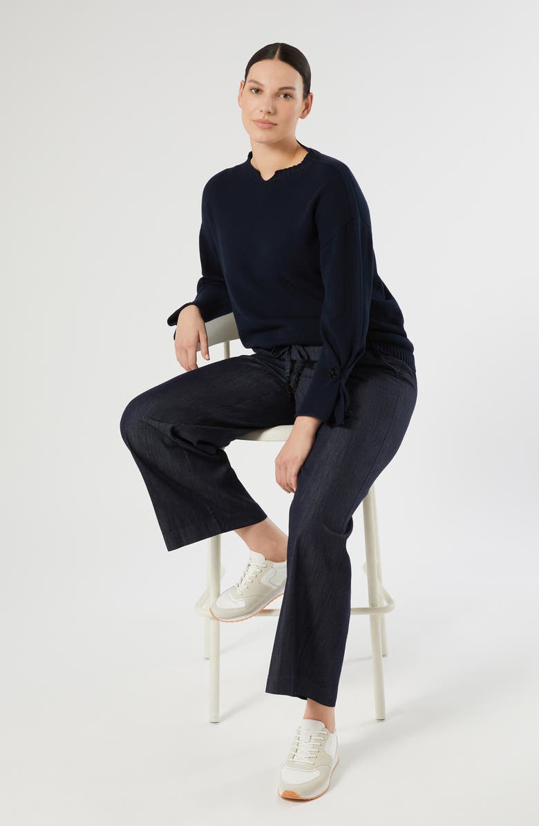 Marina Rinaldi Voyage Collection Wide Leg Drawstring Jeans, Alternate, color, Blue Jeans