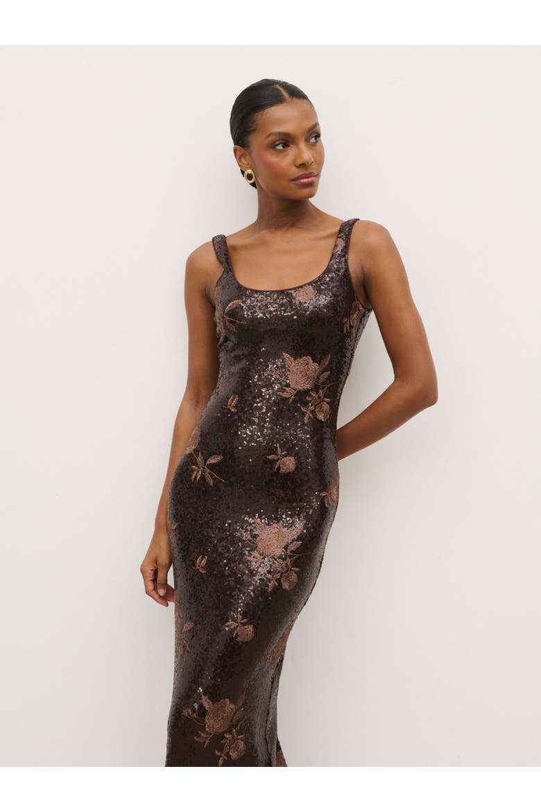 Zia Sequin Maxi Dress, Alternate, color, Brown Floral