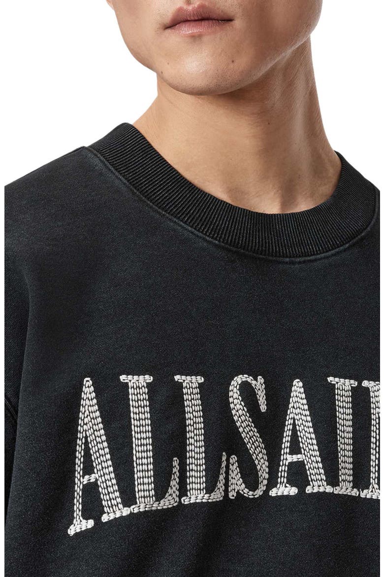 Dash Embroidered Sweatshirt, Alternate, color, WASHED BLACK