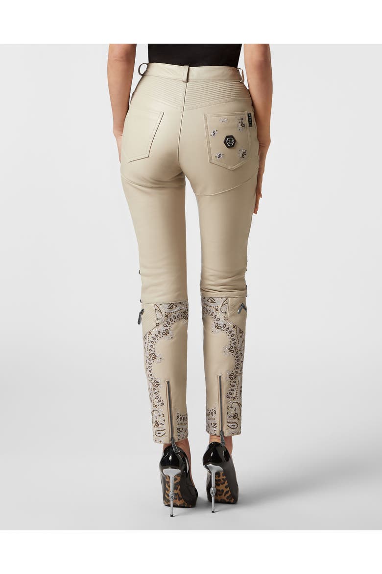Leather Trousers Paisley Women, Alternate, color, beige