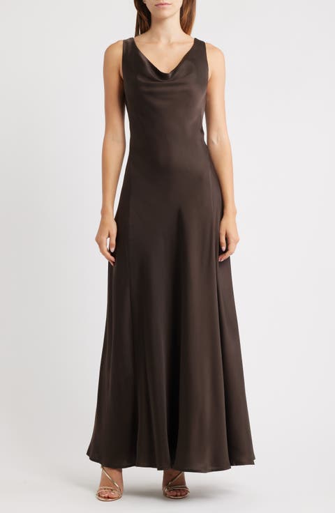 Tala Cowl Neck Satin Gown