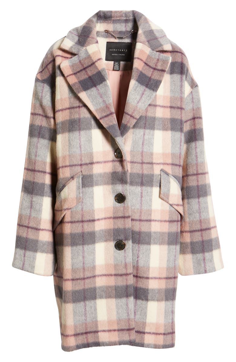 Sanctuary Plaid Long Coat, Main, color,