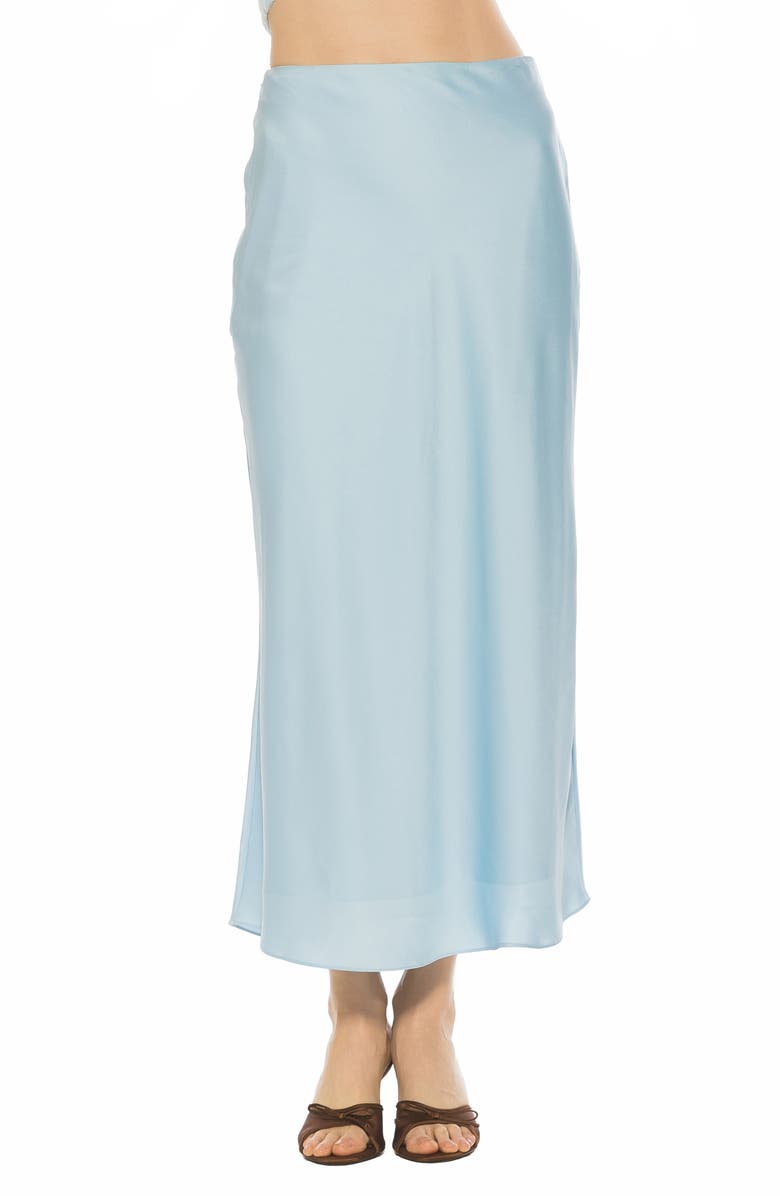 Alexia Admor Hunter Satin Midi Skirt, Main, color, Halogen Blue