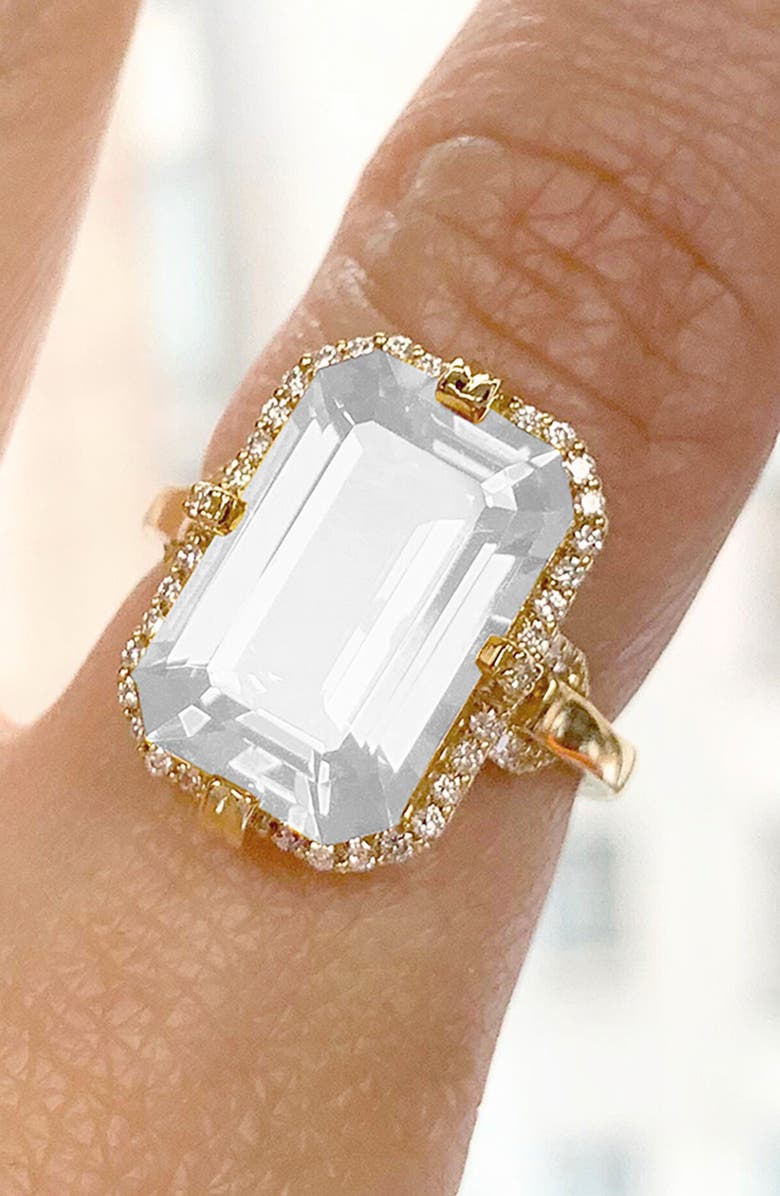 GOSHWARA Gossip Emerald Cut Ring, Alternate, color, White