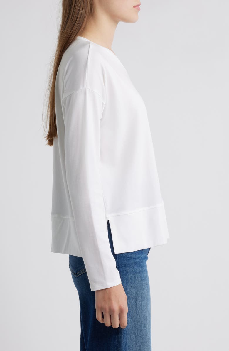 Eileen Fisher V-Neck Long Sleeve Box T-Shirt, Alternate, color, White