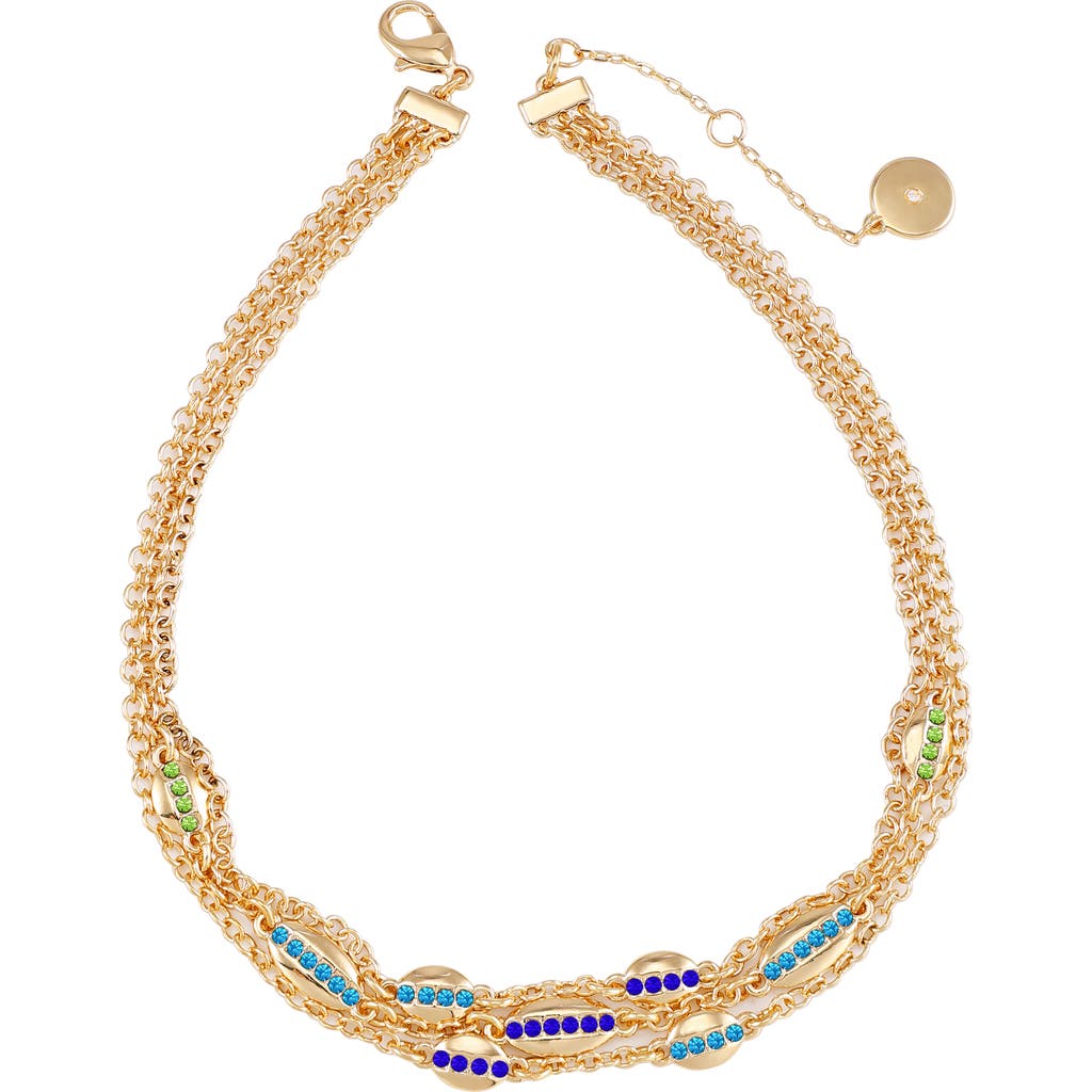 Vince Camuto Crystal Layered Chain Choker Necklace In Gold