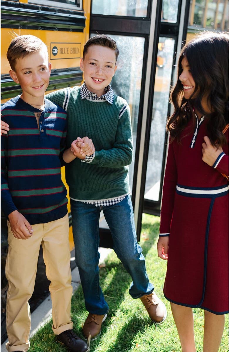 Hope & Henry Boys' Organic Sporty Crew Neck Sweater, Kids, Alternate, color, Collegiate Green