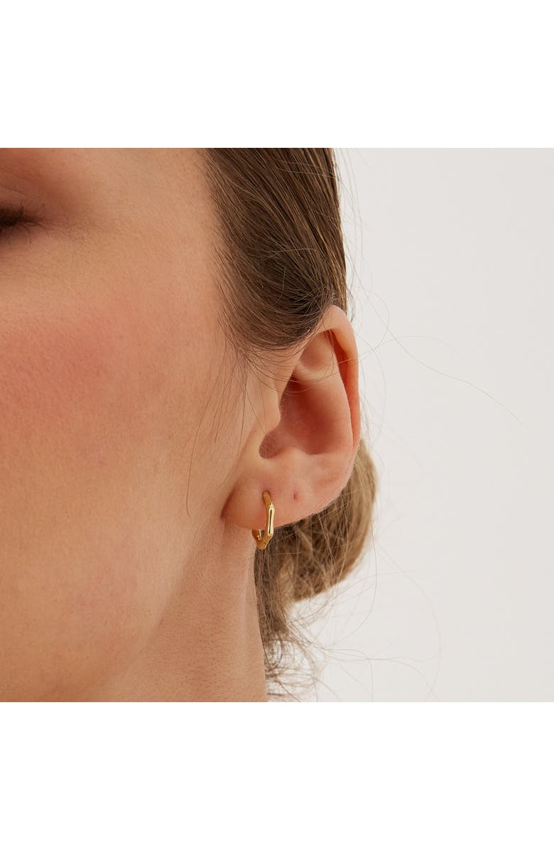 Spero London Bone Shape Hexagonal Huggie Hoop Earrings in Sterling Silver, Alternate, color, Gold