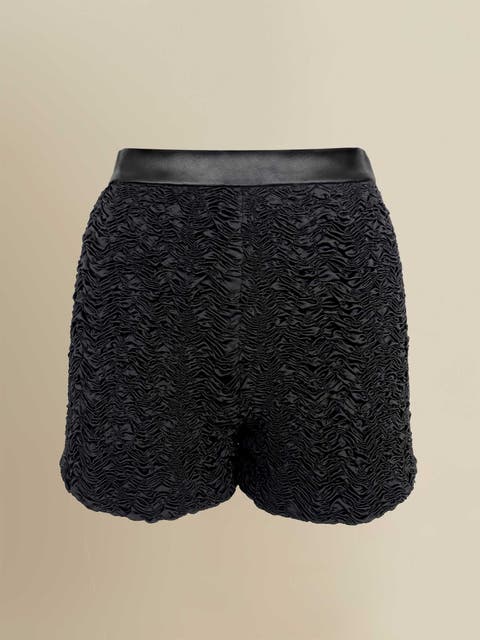 Blair Whimsical Lambskin-Trimmed Novelty Shorts
