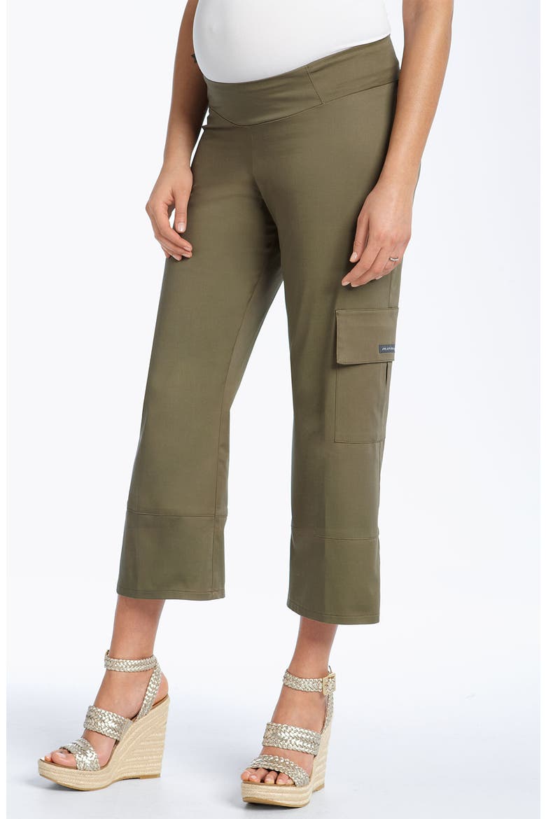 Maternity Crop Cargo Pants, Main, color, OLIVE