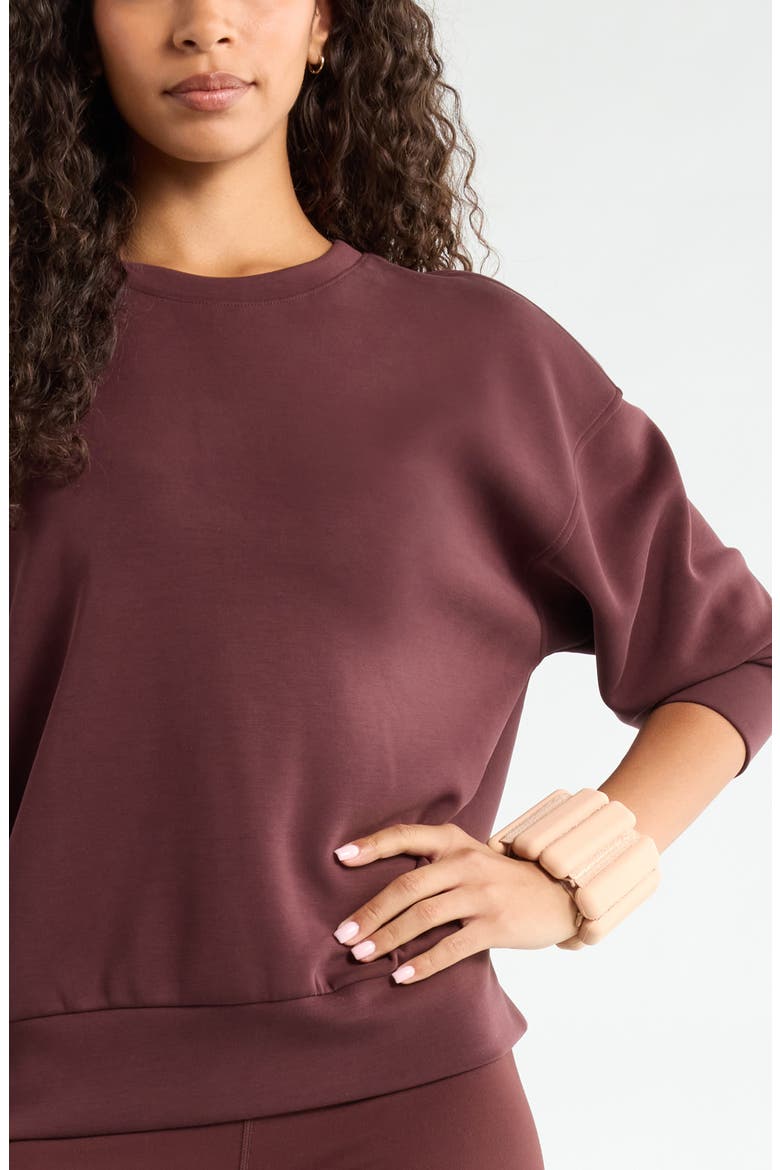 Soft Luxe Boxy Crew Sweatshirt, Alternate, color, BROWN RISTRETTO
