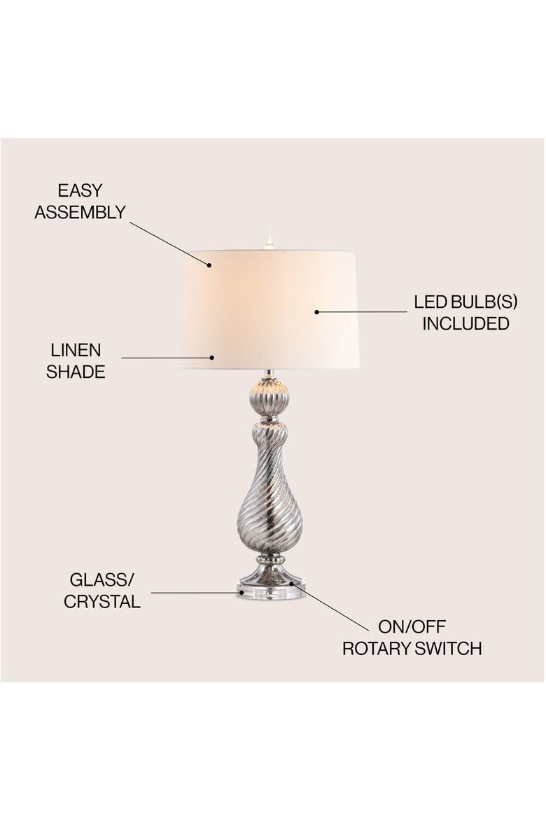 JONATHAN Y Murano 32" Swirled Crystal/Glass LED Table Lamp, Gray, Alternate, color, Gray