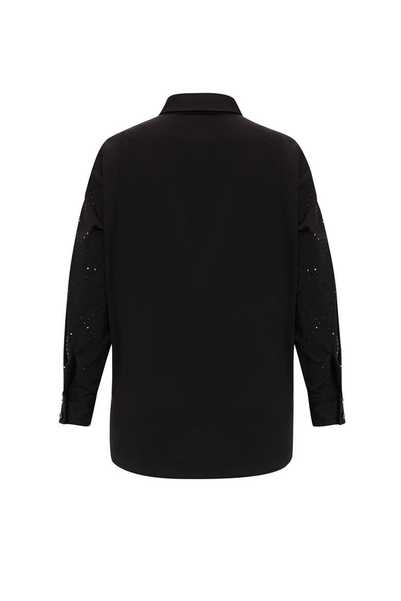 Kaelyn Sleeve Cotton Shirt, Alternate, color, BLACK