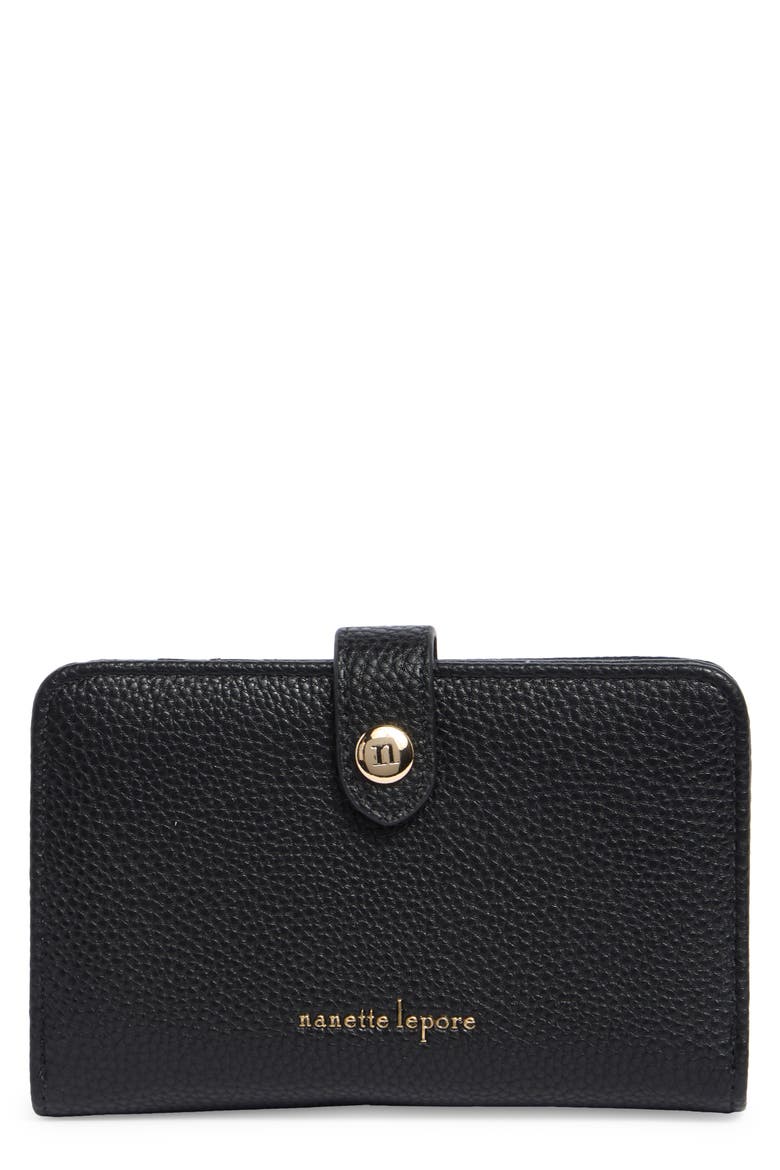 Faux Leather Wallet, Main, color, BLACK