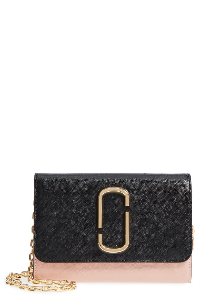 Marc Jacobs Snapshot Leather Wallet on a Chain, Main, color, 