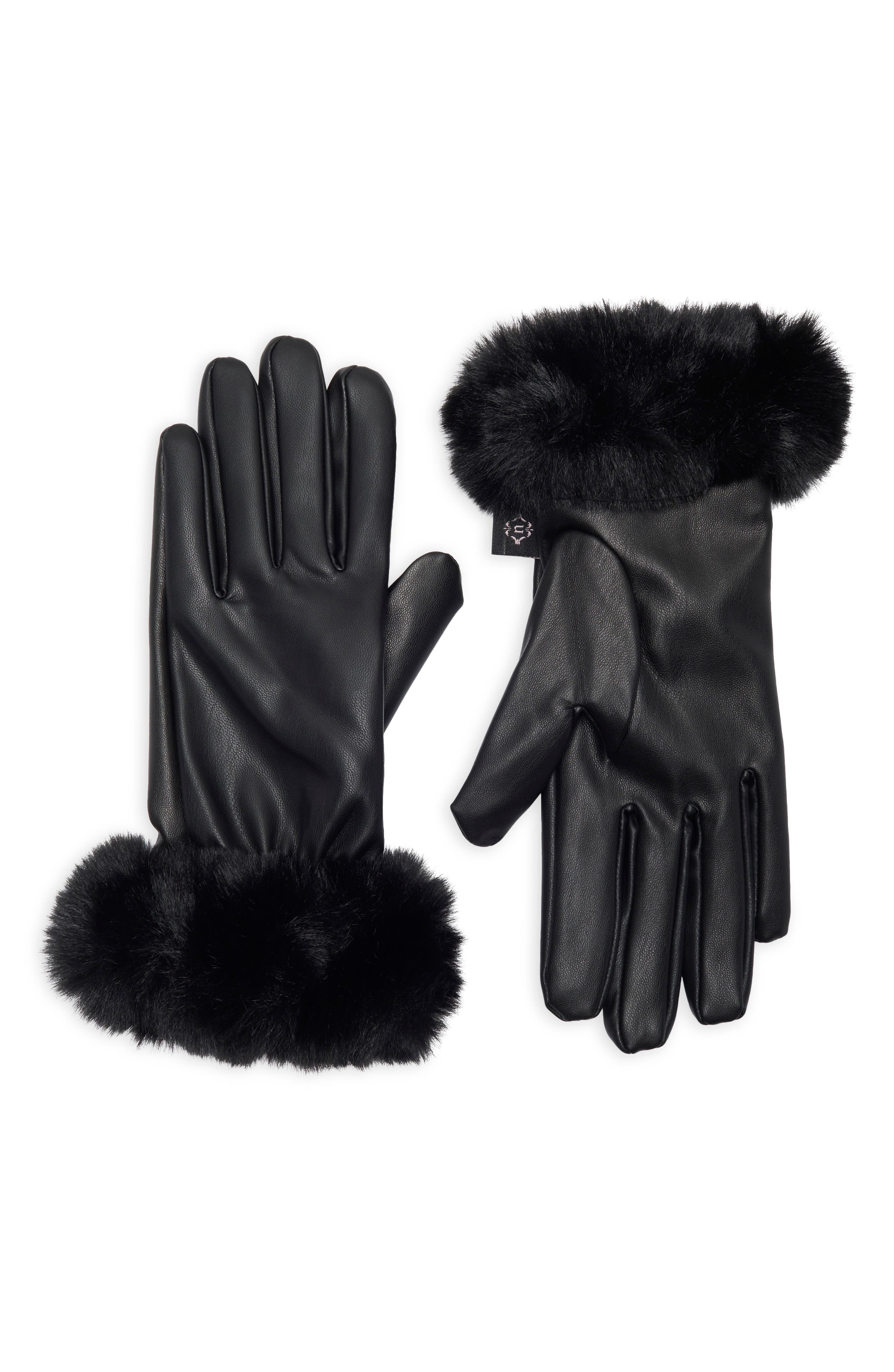 Tech Gloves with Faux Fur Trim
