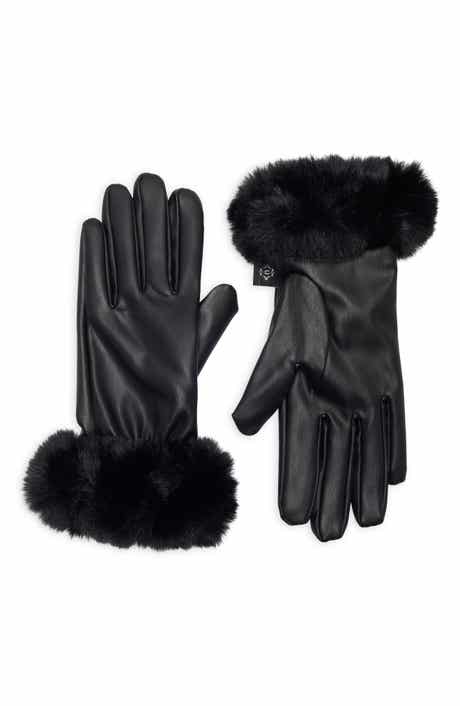 Tech Gloves with Faux Fur Trim