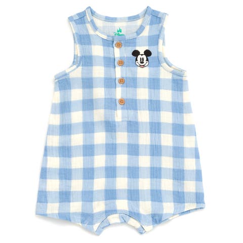 Mickey Mouse Baby Boys' Cotton Gauze Sleeveless Shorty Romper (Baby)