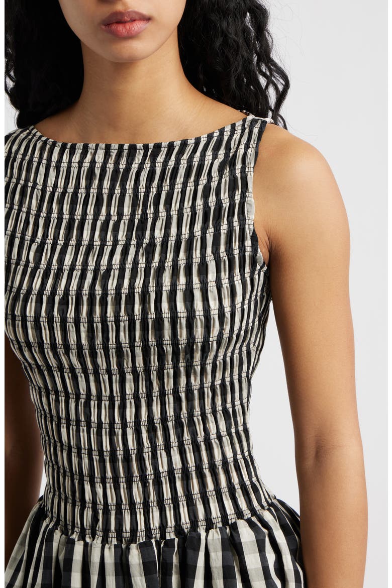 Ellen Gingham Minidress, Alternate, color, BLACK