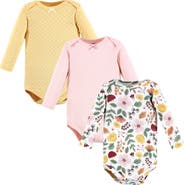 Hudson Baby Essential All-Cotton Long-Sleeve Bodysuit Triple Pack