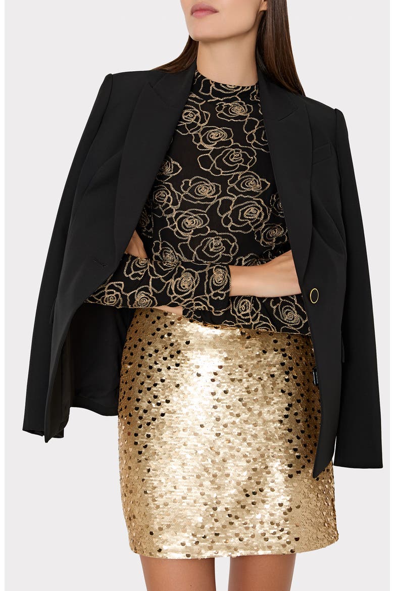 Ren Metallic Mock Neck Mesh Top, Alternate, color, BLACK/ GOLD