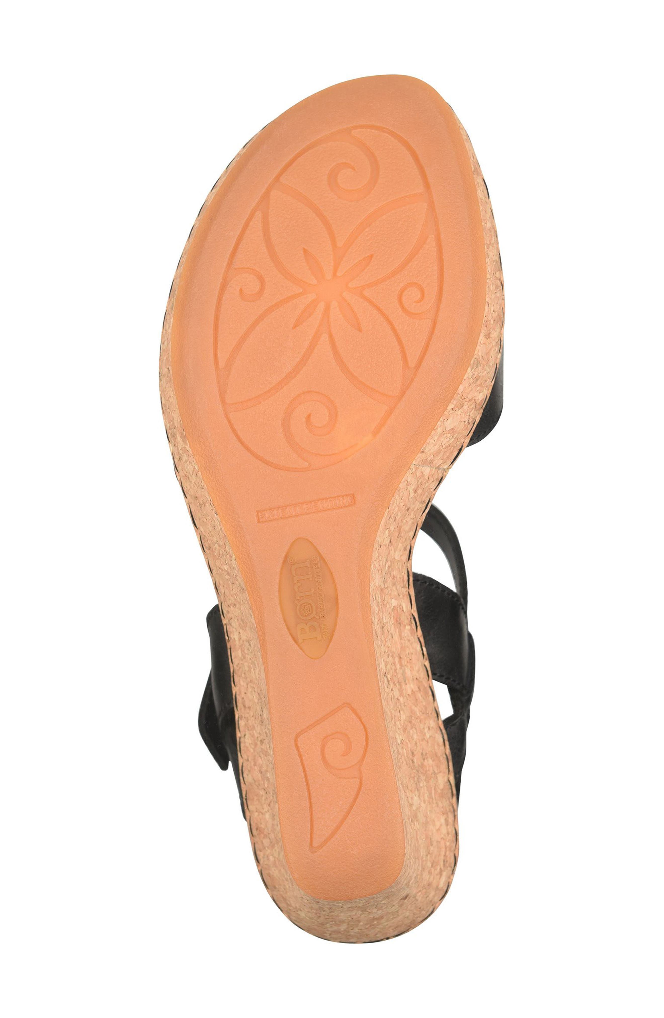 Børn Janine Wedge Sandal, Alternate, color, Black Leather
