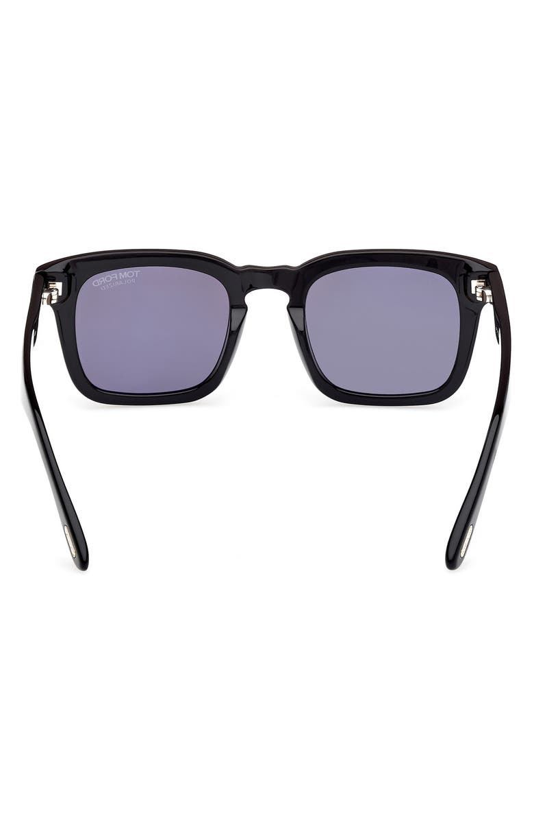 TOM FORD Dax 50mm Polarized Square Sunglasses, Alternate, color, Black Eco / T Logo / Black