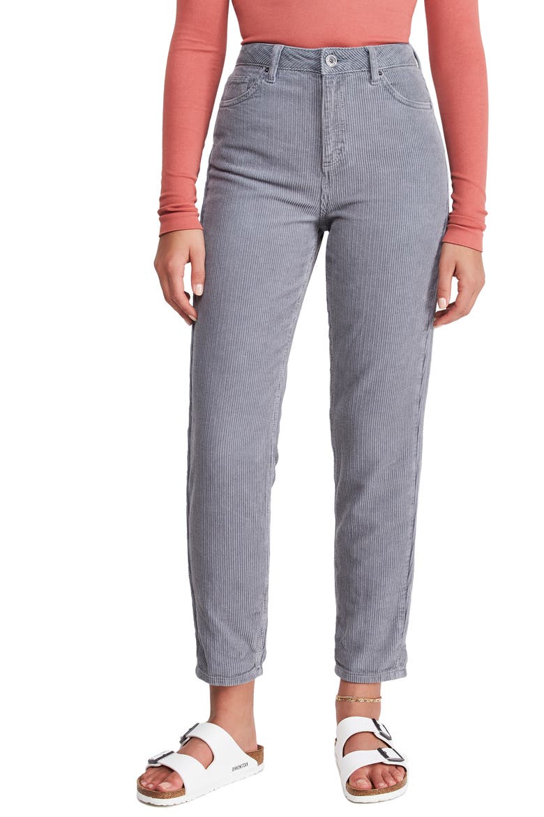 Mom Corduroy Pants, Main, color, COOL GREY