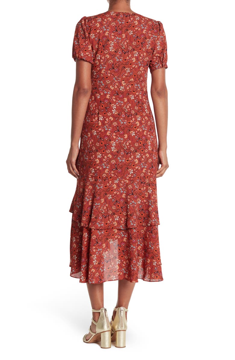 NANETTE NANETTE FOOTWR Floral Puff Sleeve Wrap Dress, Alternate, color,