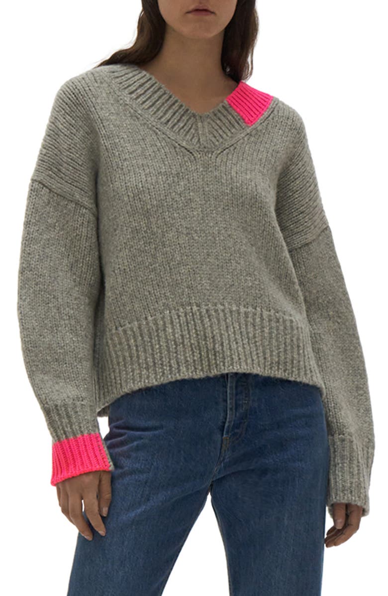 Helmut Lang Wool & Camel Hair Blend V-Neck Sweater, Main, color, 