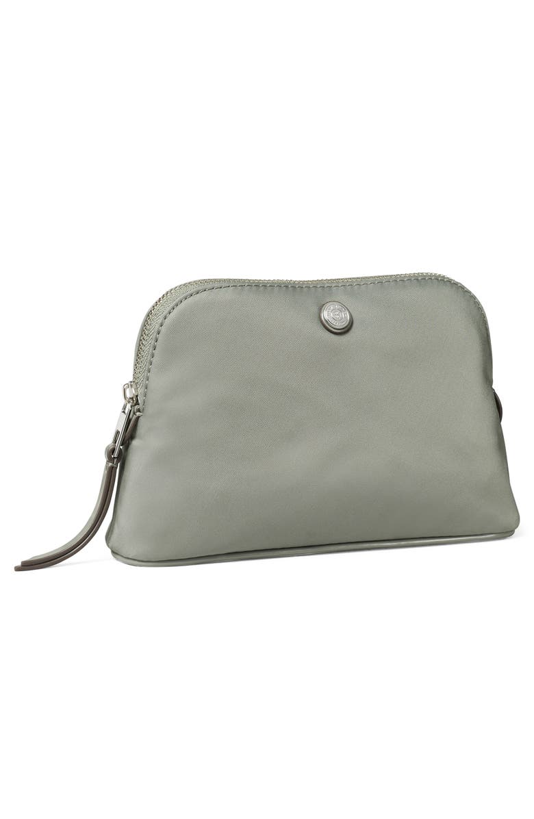 Tory Burch Small Dome Nylon Cosmetic Case, Alternate, color, Shale Rock