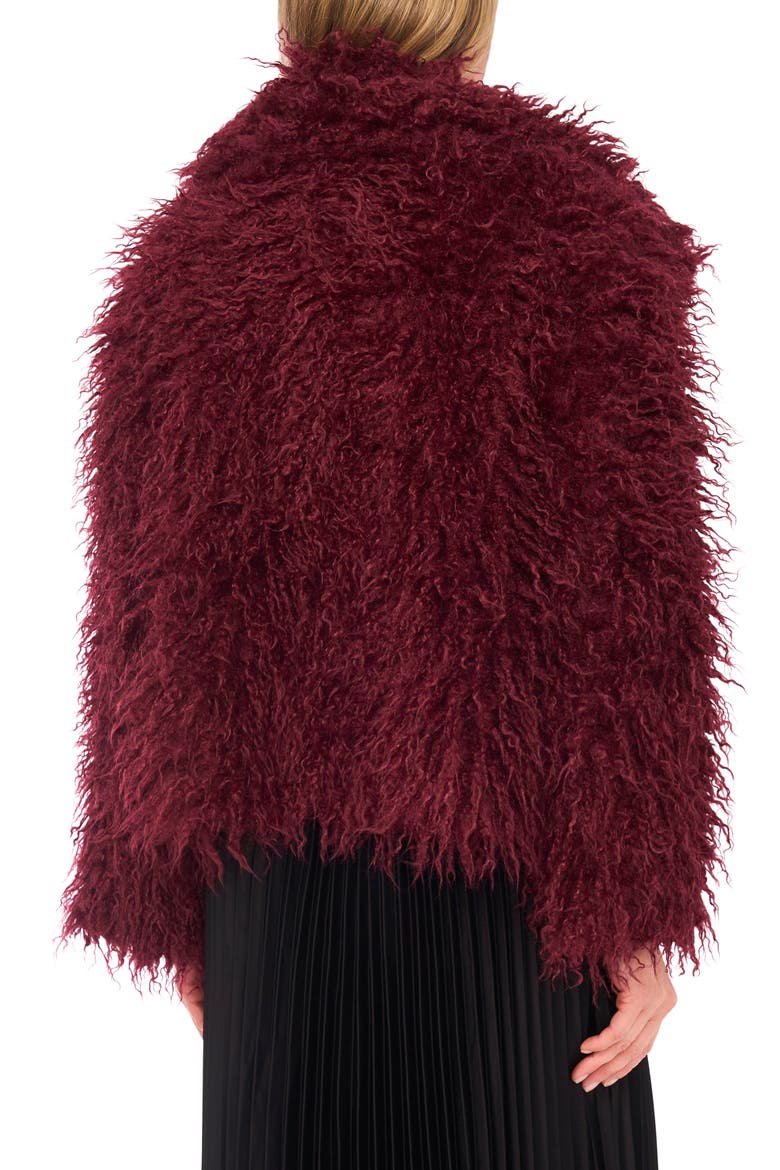 Faux Fur Jacket, Alternate, color, BURGUNDY