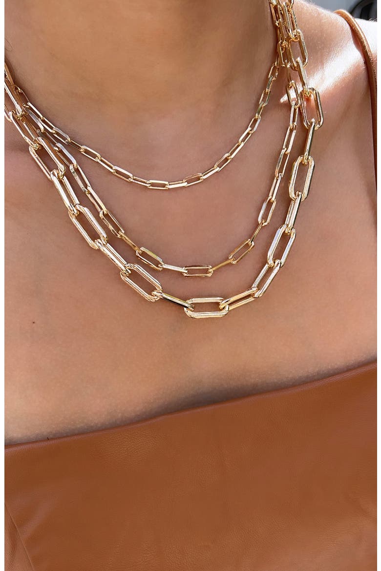Maggie Paper Clip Chain Necklace, Alternate, color, GOLD