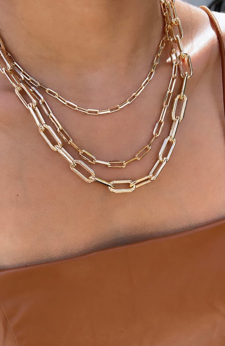 SHYMI Maggie Paper Clip Chain Necklace, Alternate, color, Gold