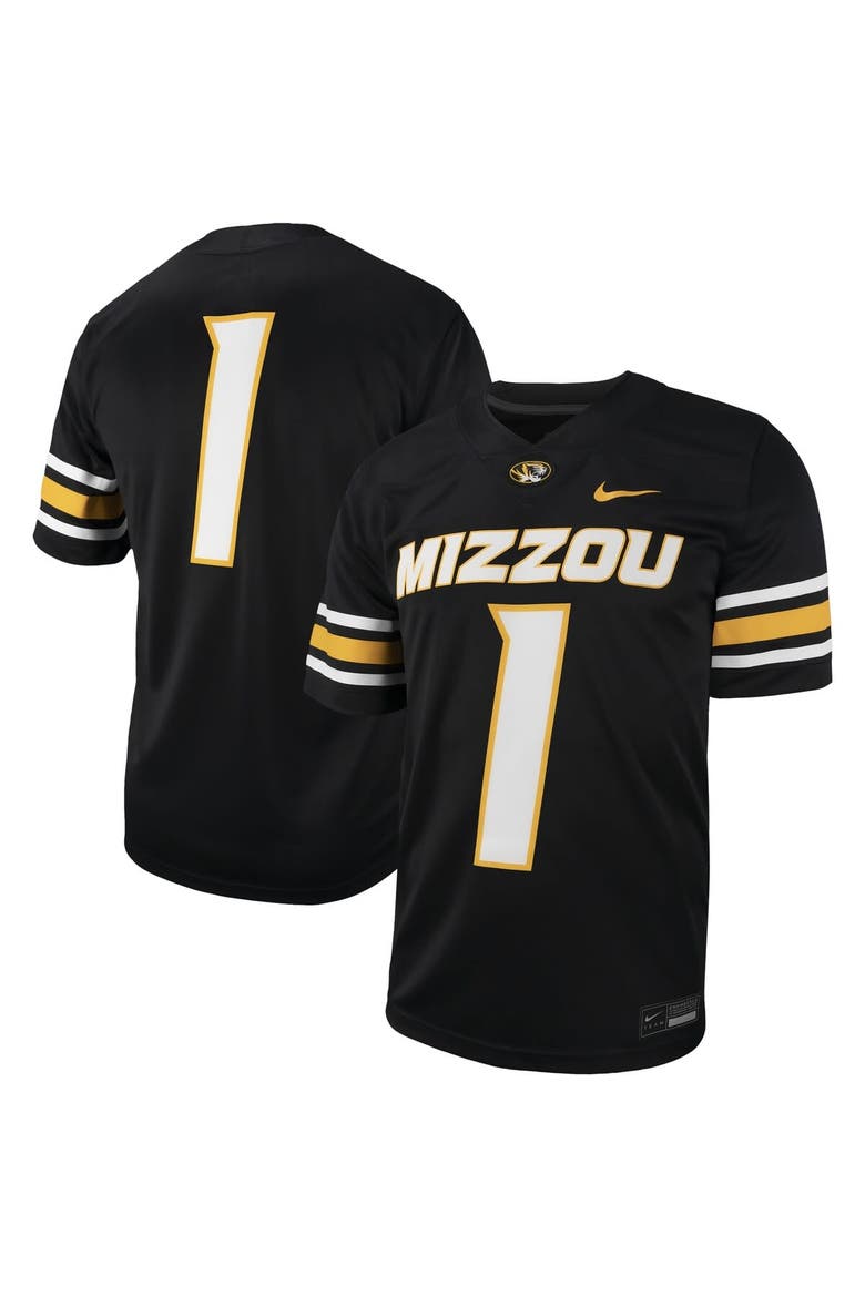 Men's Nike #1 Black Missouri Tigers Untouchable Football Replica Jersey, Alternate, color, Black