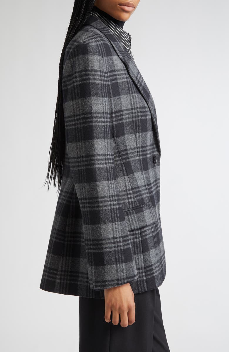 Proenza Schouler Daria Plaid Oversize Virgin Wool Blazer, Alternate, color, Grey Multi