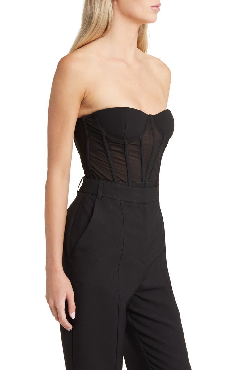 HEIRESS BEVERLY HILLS Strapless Corset Mesh Top, Alternate, color,