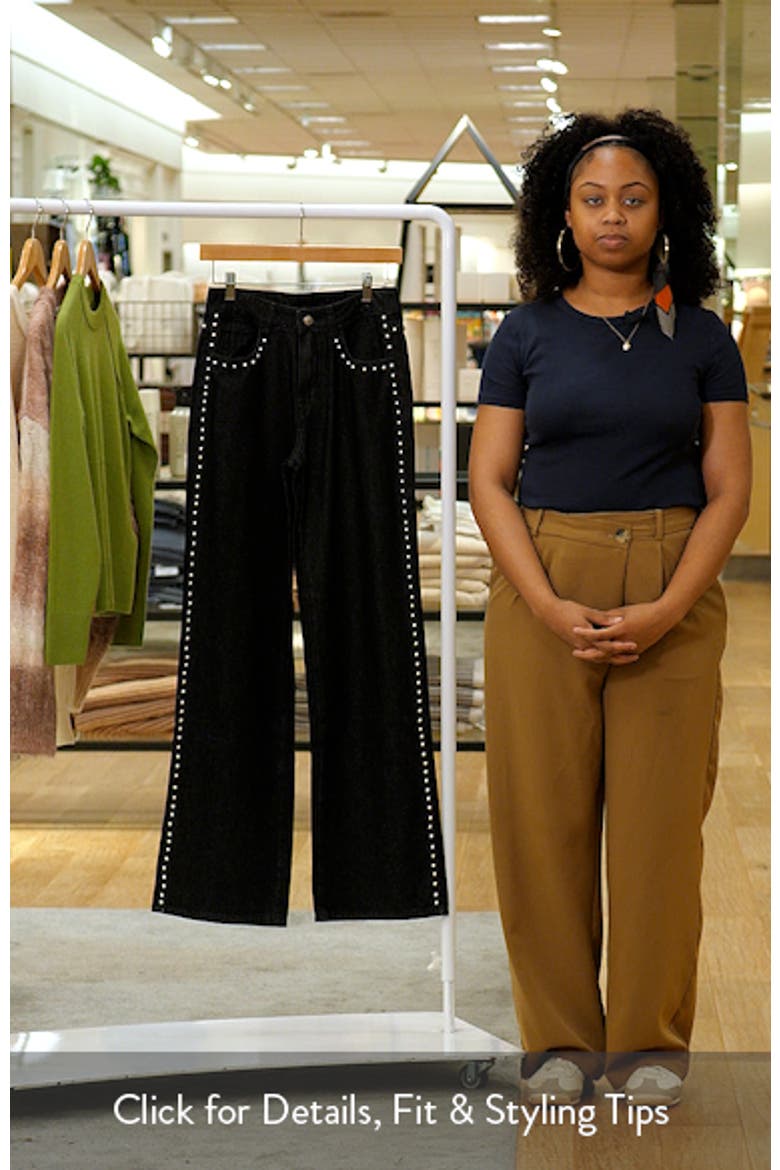 Saving Up Studded Mid Rise Straight Leg Jeans video