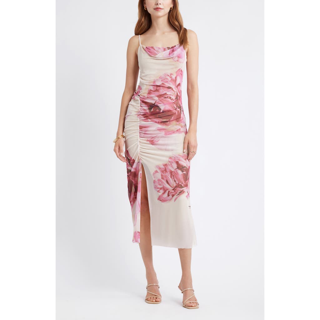 Open Edit Floral Print Mesh Maxi Dress