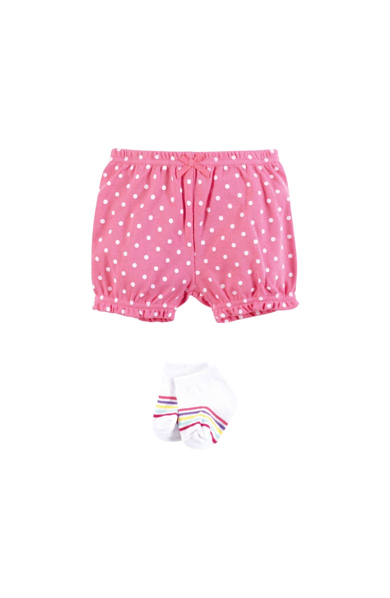 Hudson Baby Coordinated Bodysuit Outfit with Shorts and Socks, Alternate, color, Hello Sunshine Sunglasses